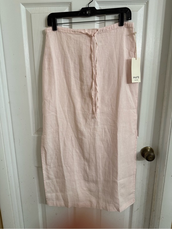 MATE the Label Dresses & Skirts - Linen Drawstring Midi Skirt in Pale Pink